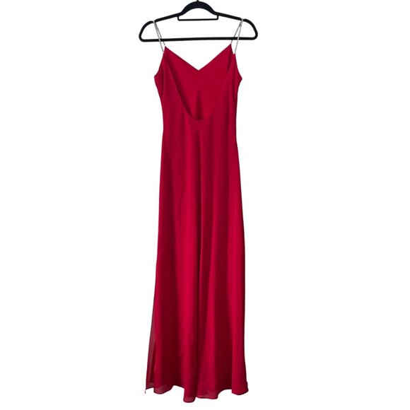 Dave & Johnny Red Maxi Rhinestone Strap Cocktail Dress SZ S Formal - Picture 2 of 10